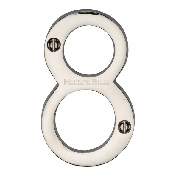 C1560 8-PNF • 76mm • Polished Nickel • Heritage Brass Face Fixing Numeral 8